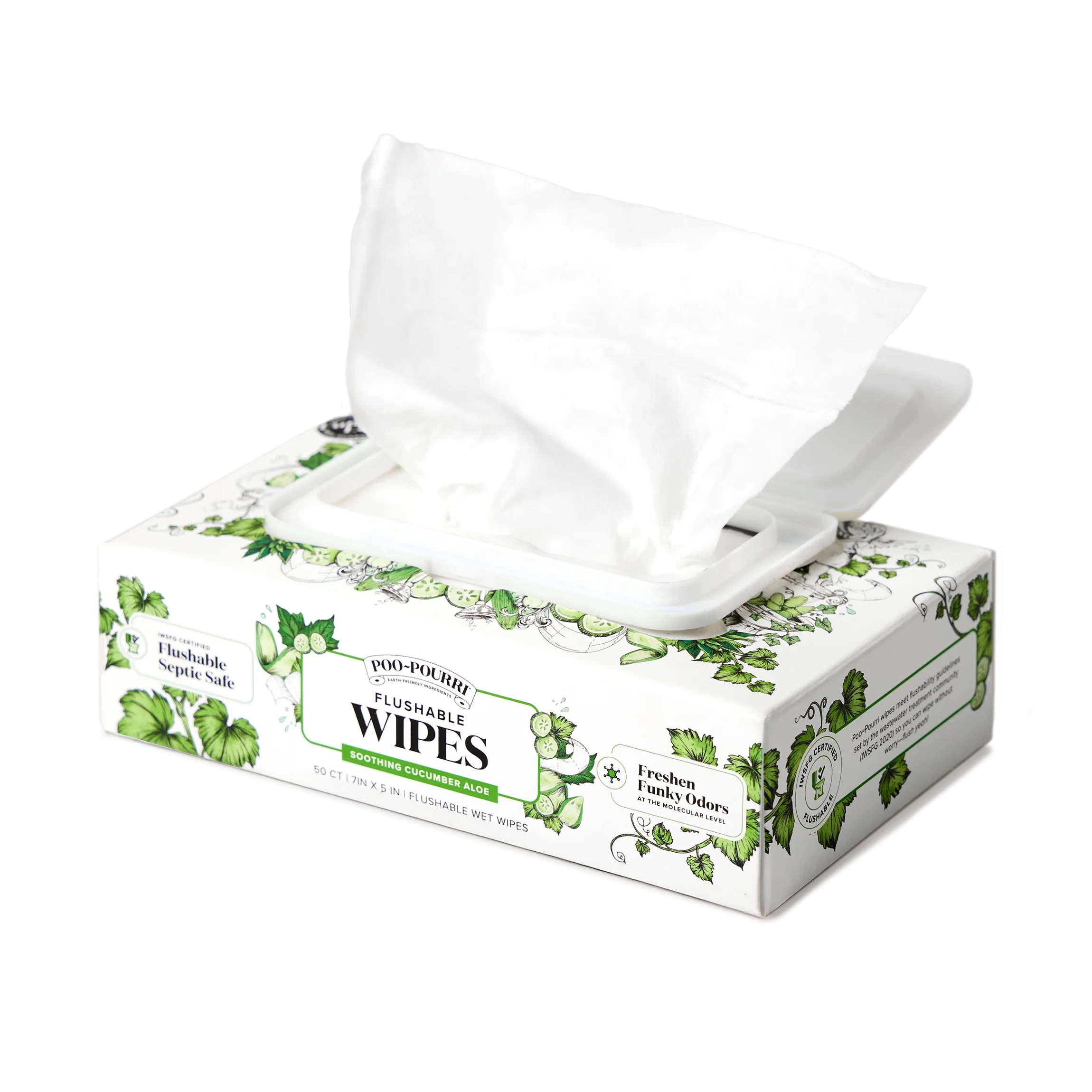 Cucumber Aloe Flushable Wipes - Poo~Pourri - View 2