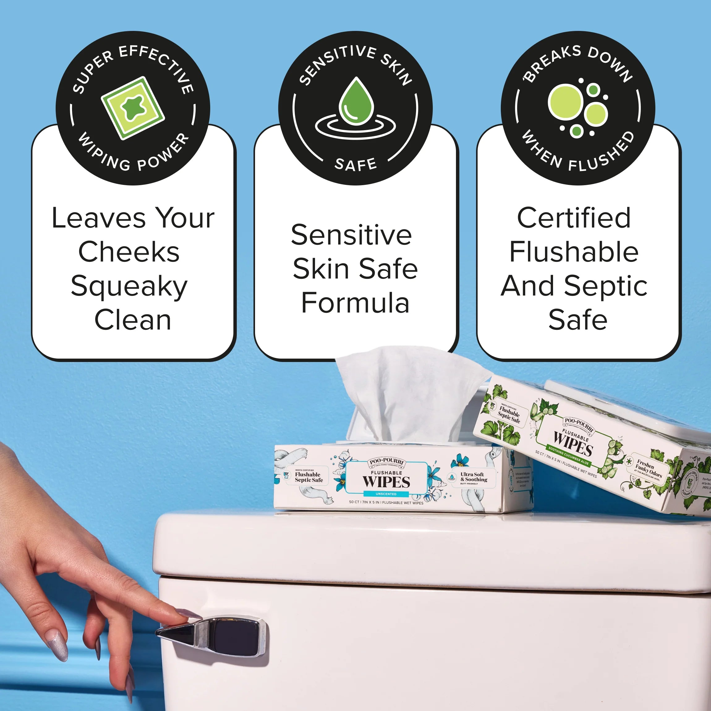 Cucumber Aloe Flushable Wipes - Poo~Pourri - View 3