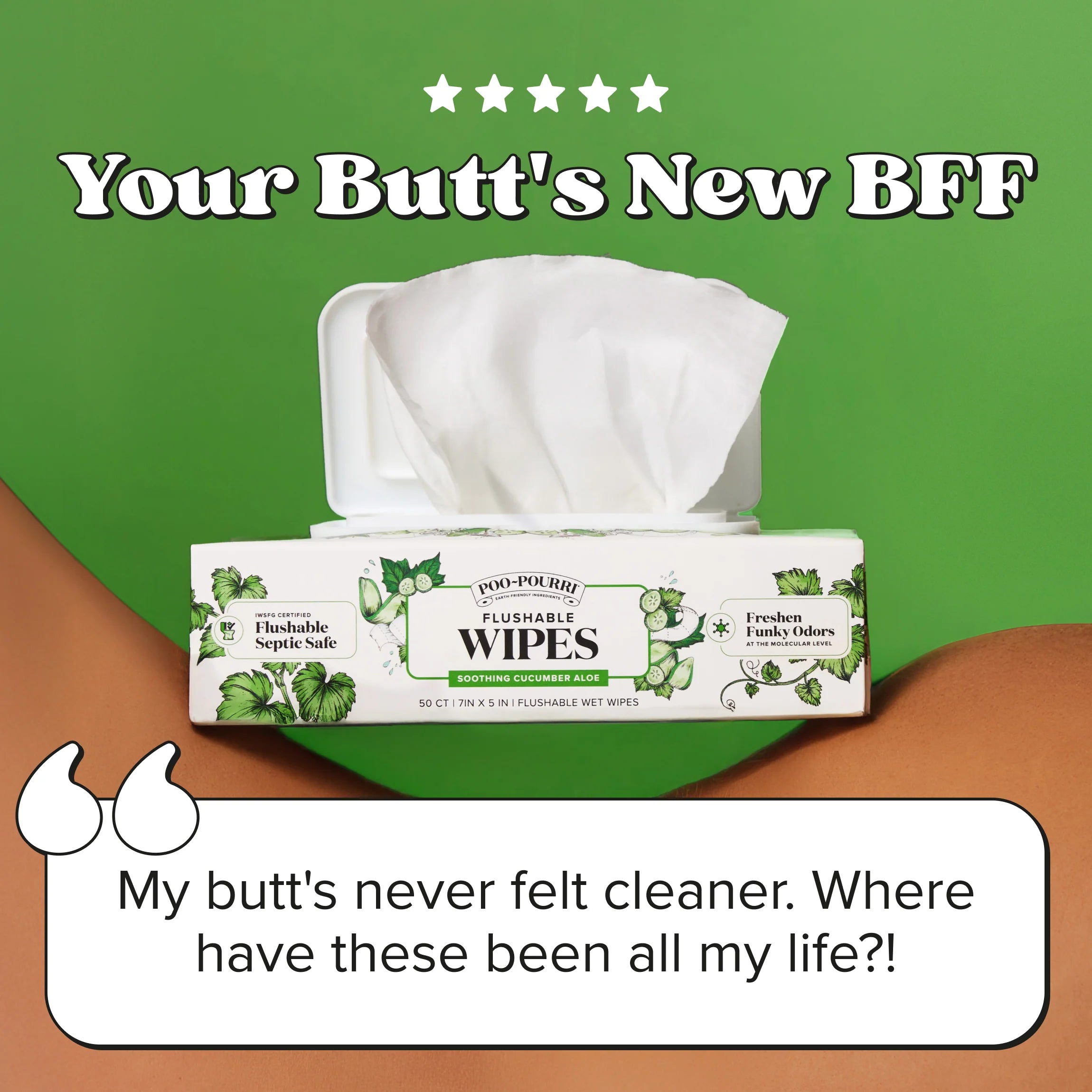 Cucumber Aloe Flushable Wipes - Poo~Pourri - View 5