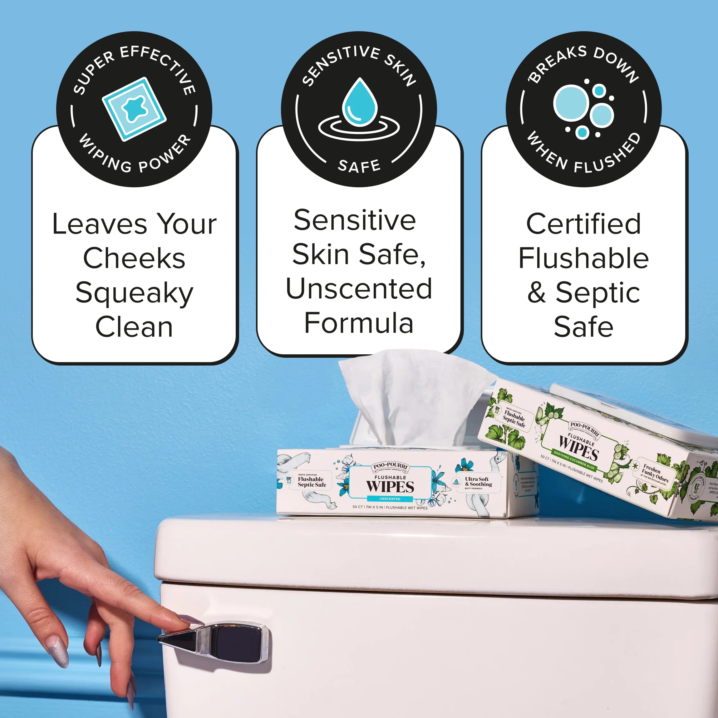 Unscented Flushable Wipes - Poo~Pourri - View 3