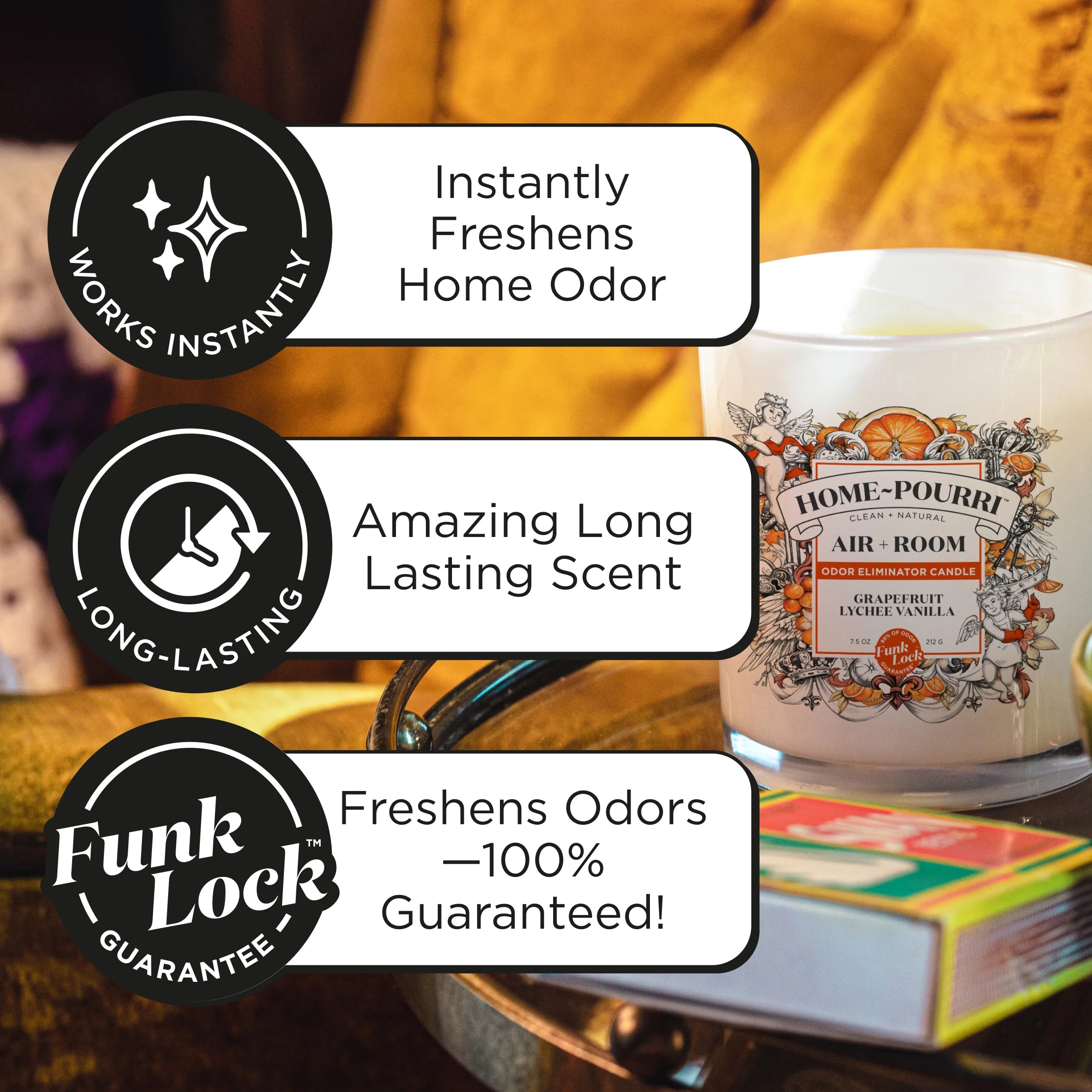 Grapefruit Lychee Vanilla Candle - Home~Pourri Candle - View 4